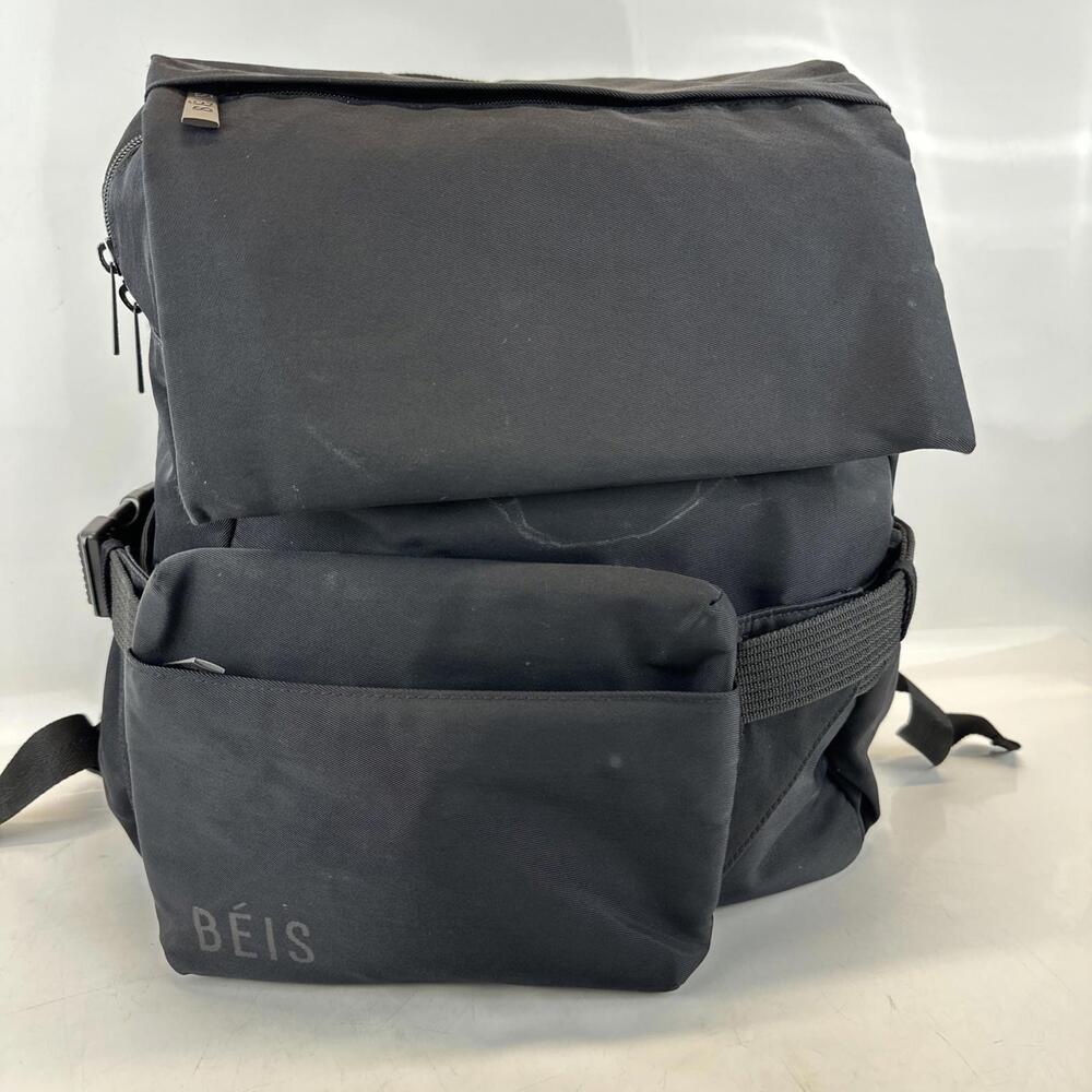 Beis The Expandable Backpack Recycled Collection BLACK Book Bag Q25